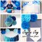 12 Pcs Tissue Pom Poms Kit Decor, Tissue Paper Flowers for Birthday, Boy Baby Shower, Nursery, Graduation, Bachelorette Party Decoration (Blue Mix)